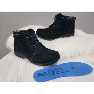 NEW NO BOX Size 7.5 Propet Delaney Suede Women Booties Ankle Boots Black Lace up